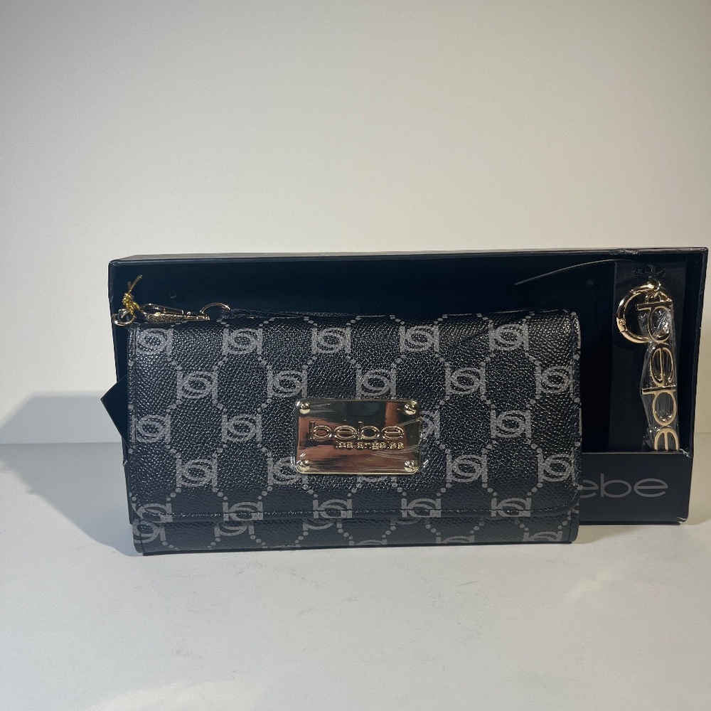 Bebe Natalie Monogram Wallet with Key Chain Gift Set